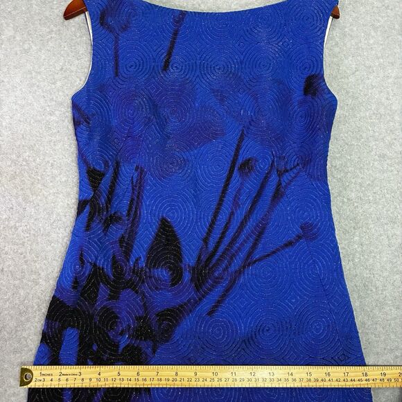 Dries Van Noten Women’s Dress Size 36 (4) Blue Beige Floral Abstract Textured - Picture 6 of 10